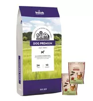 Bosch Petfood bosch Dog Premium 20kg + Sammys dešrelės iš buivolo 240g x 2