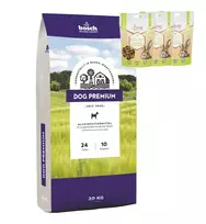 Bosch Petfood bosch Dog Premium 20kg + BEMO triušio skanėstai 130g x 3