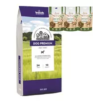 Bosch Petfood bosch Dog Premium 20kg + BEMO stirnos skanėstai 130g x 3