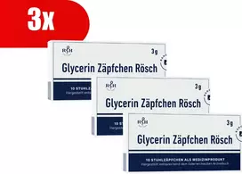 Bano Healthcare 3 VNT. RÖSCH glicerino žvakutės, 3 g, 10 žvakučių