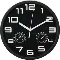 Excellent Houseware 25 cm sieninis laikrodis su termometru, juodas