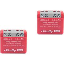 Shelly 1PM Mini Gen4 Zigbee/Matter valdiklis 1PMMiniGen42Pack, 110–240 V AC, 8 A, 20 tvarkaraščių, 8MB atmintis, raudona