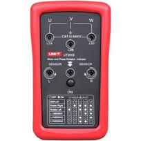 Uni-T UT261B Variklio fazių ir sukimosi krypties testeris, 90-600V, 15-400Hz, 9V baterija, 3 bandymo laidai, dėklas