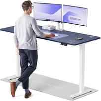 Kompiuterio stalas reguliuojamo aukščio Desktronic HomePro, 200 cm x 80 cm, 63 - 128 cm, balta sp./mėlyna sp.