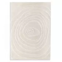 Stačiakampis kilimas „Sora“, 160x230 cm, tuftuotas, vilnonis, kreminės spalvos, su nereguliariomis linijomis