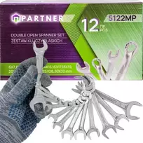„Partner“ įrankių rinkinys. „PARTNER“ plokščių raktų rinkinys, 8 vienetai, 6–22 mm