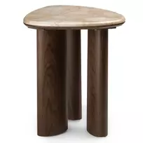 Šoninis staliukas „Essence“ 44 cm, tamsus riešutas/marmuras