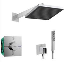 Hansgrohe įmontuojama dušo sistema su dušo galva, termostatu ir rankine dušo galvute 21HHH003 chromuota