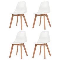 Valgomojo kėdės, 4vnt., baltos spalvos, plastikas