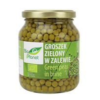 Ekologiški konservuoti žalieji žirneliai stiklainyje, 350 g (230 g)
