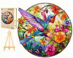 Medinė dėlionė (puzlė) vaikams ir suaugusiems „Kolibris Vitražas“