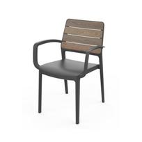 Lauko kėdė Keter Deco Porto, pilka sp./riešuto sp., 81.8 cm x 56.4 cm x 53.3 cm