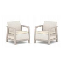 Lauko kėdžių rinkinys Keter Scandi Linea, smėlio sp./šviesiai pilka sp., 73 cm x 70.4 cm x 77.5 cm, 2 vnt.