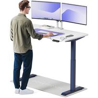 Kompiuterio stalas reguliuojamo aukščio Desktronic HomeOne, 140 cm x 70 cm, 72 - 122 cm, baltas stalviršis/mėlynas rėmas