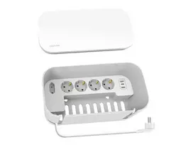 LogiLink LPS281U ilgintuvas su 4 saugiais lizdais, 2 USB-A ir 1 USB-C, baltas
