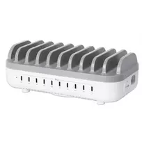 Manhattan 10 prievadų USB-C įkrovimo stotelė, USB-C išėjimas: 10x 20W, maks. 200W, maitinimas iš tinklo (su US/EU/UK adapteriais)