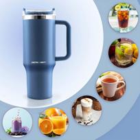 Vakuuminis termosas, puodelis su šiaudeliu, 1180 ml, Berdsen, tamsiai mėlynas