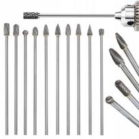 Frezų rinkinys – Iš volframo karbido, Dvigubas pjūvis, Strypelis 3 mm, Ilgis 100 mm, 10 vnt