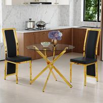 Valgomasis stalas ir kėdės, 88 cm stiklas, 2 vnt
