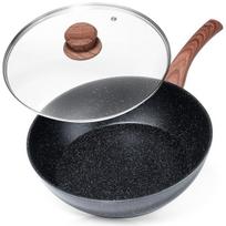 Keptuvė granitinė su stikliniu dangčiu BLACK&WOOD 28 cm 35 l juoda Orion