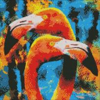 Deimantinė mozaika 40x40 cm, Oranžiniai flamingai, Ideyka, AMO7156, Diamond painting