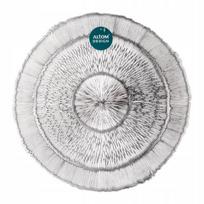 Sidabrinis apvalus stalo padėkliukas po lėkšte 38 cm, plastikas, 38 cm