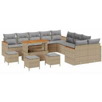 vidaXL Sodo baldų komplektas 13 dalių su pagalvėlėmis, Beige, Sintetinis rotangas, Akacija Lumarko! | 3363097 VidaXL | 8721288432162