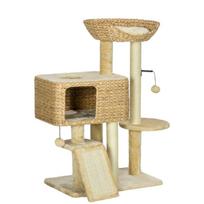 Katės draskyklė 98 cm, 2 guoliai, žaislas, sisalas, beige, iki 6 kg