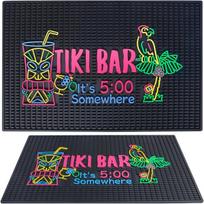 Kokteilinė Tiki baro kilimėlis stalviršiui 56x35,5 cm didelis storas guminis baro kilimėlis It's 5 O'clock Somewhere unikalus dizainas Havajų Luau vakarėlio dekoracijos lašėjimo kilimėlis