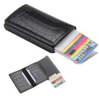 Minimalistinė piniginė , kortelių dėklas, anti vagystės , RFID blokavimas , Sesutes , 1 vnt, Juoda