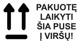 Informacinis lipdukas siunčiamų prekių pakuotės ženklinimui PAKUOTĘ LAIKYTI ŠIA PUSE Į VIRŠŲ!, 100x51mm, 100 vnt.