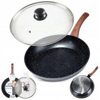GRANITINĖ keptuvė VILDE 28 cm su dangčiu, skirta kepti ir troškinti, tinka indukcijai