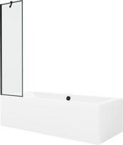 Mexen Cube stačiakampė vonia 180 x 80 cm su danga ir vieno sparno 50 cm pertvara, juodas raštas - 550518080X9505007070, 180 x 80 cm