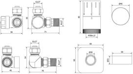 Mexen G05 termostatinių vožtuvų komplektas su S formos danga, juodas - W903-958-909-70, G 1/2"