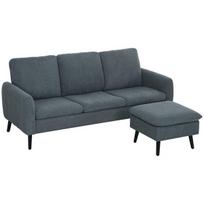 Kampinė sofa, 196 x 140 x 88 cm, Pilka, Tamsiai pilka