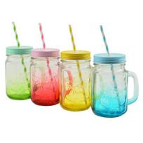 Stiklinė su Dangteliu ir Šiaudeliu 450 ml