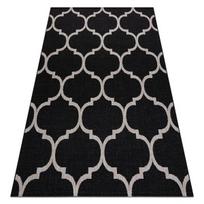 Kilimas sizalio virvelės FLOORLUX 20608 , Maroko dobilai, trellis juoda / sidabras