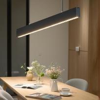 Modernus pakabinamas LED lubinis šviestuvas, reguliuojamas, juodas, 120 cm — apšvietimas virš stalo, loftinis šviestuvas, valgomojo apšvietimas, linijinis led šviestuvas, biuro apšvietimas, minimalistinis šviestuvas