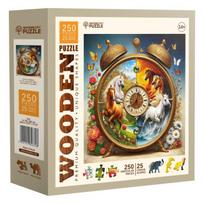 Medinė dėlionė, Laikrodis arkliai, woodencity, HE 0308-L, Wooden puzzles