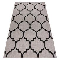 Kilimas sizalio virvelės FLOORLUX 20608 , Maroko dobilai, trellis sidabras / juoda