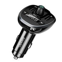 USAMS Hands-Free Kit C21 with FM Transmitter, Bluetooth 5.0, MP3, 2xUSB 3.4A juodos spalvos CC115GC