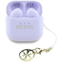 TWS ausinės Guess Glossy Effect Printed Classic Logo & Charm lavender