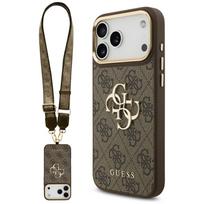 Guess 4G Big 4G Classic Logo Big Strap Metal Buttons dėklas skirtas Apple iPhone 17 Pro Max Brown
