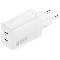 Laidinis įkroviklis 4smarts PDPlug Dual 45W GaN 2xUSB-C baltos spalvos