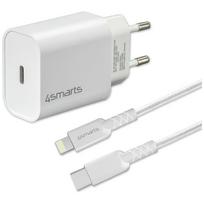 4smarts VoltPlug 20W PD USB-C Laidinis įkroviklis with USB-C to Lightning cable baltos spalvos