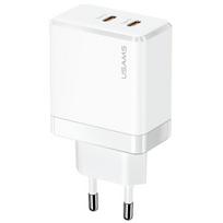 USAMS Laidinis įkroviklis 2xUSB-C T54 GaN 40W (only head) PD Fast Charging baltos spalvos CC172TC02 (US-CC172)