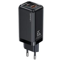 USAMS Laidinis įkroviklis 1xUSB-C+1xUSB T47 65W (only head) PD Fast Charging Super Si juodos spalvos CC153TC01(US-CC