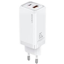 USAMS Laidinis įkroviklis 1xUSB-C+1xUSB T47 65W (only head) PD Fast Charging Super Si baltos spalvos CC153TC02 (US-C