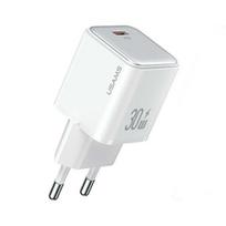 USAMS Charger 1xUSB-C PD30W 3A(only head) PD3.0 Fast Charging baltos spalvos X-ron Series CC186TC02