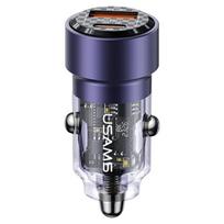 USAMS automobilinis įkroviklis C39 USB+USB-C 60WFast Charge purple CC208CC02 (US-CC208)